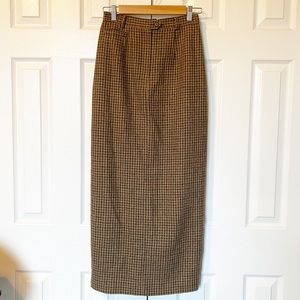 Lauren Ralph Lauren Silk & Wool Houndstooth Academia Prep Long Pencil Skirt-Sz 4